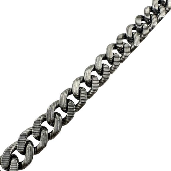 Fossil Stainless Steel Textured Smooth Reversible Unisex Curb Chain Bracelet - Picture 4 of 9